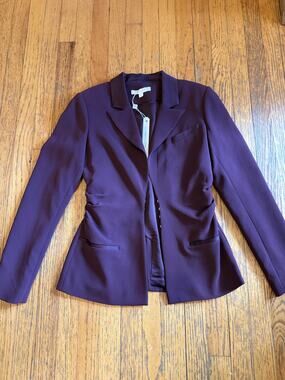Jonathan Simkhai Blazer Womens 6 Sienna Ruched Hook Eye Closure 419-6007-C